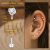 imageFansilver 16G Surgical Steel Tragus Conch Helix Piercing Jewelry Internal Thread CZ Flat Back Lip Studs Cartilage Earrings Hypoallergenic Forward Lip Monroe Labret Medusa Piercing JewelrySilver