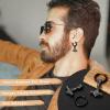 imageFansilver 7Pairs Norse Viking Earrings for Men Stainless Steel Black Stud Earrings Fake Gauges Plug Vintage Huggie Mens Hoop Earrings Celtic Divination Thors Hammer Wolf Earrings