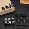 imageFansilver 7Pairs Norse Viking Earrings for Men Stainless Steel Black Stud Earrings Fake Gauges Plug Vintage Huggie Mens Hoop Earrings Celtic Divination Thors Hammer Wolf Earrings
