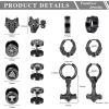 imageFansilver 7Pairs Norse Viking Earrings for Men Stainless Steel Black Stud Earrings Fake Gauges Plug Vintage Huggie Mens Hoop Earrings Celtic Divination Thors Hammer Wolf Earrings