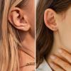 imageFansilver 8 Pairs Flatback Stud Earrings for Women 14K Gold Filled Stud Earring Sets for Multiple Piercing Hypoallergenic Huggie Hoop Earrings Tiny Ball CZ Flat Back Stud Earrings for TeenGold