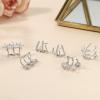 imageFansilver 925 Sterling Silver   Cubic Zirconia    Cuff Earrings Triple Huggie Illusion Stud Earrings Hypoallergenic Wrap Ear Cuffs Earrings for Women TrendySilver Claw Earrings