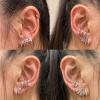 imageFansilver 925 Sterling Silver   Cubic Zirconia    Cuff Earrings Triple Huggie Illusion Stud Earrings Hypoallergenic Wrap Ear Cuffs Earrings for Women TrendyGold Claw Earrings