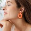 imageFansilver Statement Drop Raffia Dangle Geometric Boho Long Tassel Hot Pink Earrings for WomenC Orange Earrings