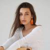 imageFansilver Statement Drop Raffia Dangle Geometric Boho Long Tassel Hot Pink Earrings for WomenC Orange Earrings