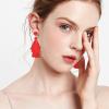 imageFansilver Statement Earrings Drop Raffia Earrings Dangle Geometric Earrings Boho Long Tassel Earrings Hot Pink Earrings for Women Girls