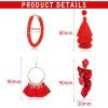 imageFansilver Statement Earrings Drop Raffia Earrings Dangle Geometric Earrings Boho Long Tassel Earrings Hot Pink Earrings for Women Girls