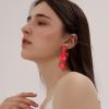 imageFansilver Statement Earrings Drop Raffia Earrings Dangle Geometric Earrings Boho Long Tassel Earrings Hot Pink Earrings for Women Girls
