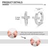 imageFansilver Sterling Silver Small Cross Hoop Earrings Cubic Zirconia Huggie Earrings for Women Men Dainty Cross Earrings