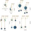 imageSAILIMUE 10 Pairs Clip on Earrings for Women Teens Dangle Earrings Clip Cute Moon and Star Earrings Non Pierced Ear Clip Set