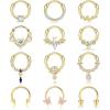 imageFansilver 12PCS 16G Septum Rings for Women Men Black Silver Gold Surgical Steel Septum Jewelry Cute CZ Dangle Horseshoe Nose Rings Hoop Cartilage Helix Daith Tragus Earrings Septum Nose Piercing Jewelry 8MM