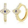 imageFansilver 14k Gold Plated Huggie Hoop Earrings for Women Men Sterling Silver Small Hoop Earrings Tiny CZ Cartilage Hoop Earrings Evil Eye