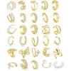 imageFansilver 30PCS Ear Cuff Earrings for Women NonPiercing Clip On Cartilage Helix Wrap Earrings Butterfly Pearl CZ Adjustable Ear Clip Fake Cartilage Earring