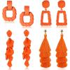 imageFansilver Statement Drop Raffia Dangle Geometric Boho Long Tassel Hot Pink Earrings for WomenC Orange Earrings