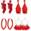 imageFansilver Statement Earrings Drop Raffia Earrings Dangle Geometric Earrings Boho Long Tassel Earrings Hot Pink Earrings for Women Girls