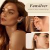 imageFansilver 6 Pairs Hypoallergenic Stud Earrings for Women Men Threadless Flat Back Stud Earrings Set for Multiple Piercing Surgical Stainless Steel Cubic Zirconia Earrings Studs CZ 28 mmCsilver23mm