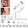 imageFansilver 6 Pairs Hypoallergenic Stud Earrings for Women Men Threadless Flat Back Stud Earrings Set for Multiple Piercing Surgical Stainless Steel Cubic Zirconia Earrings Studs CZ 28 mmEsilver234568mm