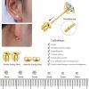 imageFansilver 6 Pairs Hypoallergenic Stud Earrings for Women Men Threadless Flat Back Stud Earrings Set for Multiple Piercing Surgical Stainless Steel Cubic Zirconia Earrings Studs CZ 28 mmDgold23mm
