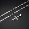 imageFansilver 925 Sterling Silver Cross Pendant Necklace DiamondCut Cuban Link Chain Necklace Highly Polished Beveled Edge Cross Chain Necklace Silver Cross Necklace for Men Women 1830 Inches22 inches56 cm