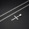 imageFansilver 925 Sterling Silver Cross Pendant Necklace DiamondCut Cuban Link Chain Necklace Highly Polished Beveled Edge Cross Chain Necklace Silver Cross Necklace for Men Women 1830 Inches30 inches76 cm