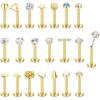 imageFansilver 16G Threadless Pushin Lip Ring  Stainless Steel Tragus Helix Earrings Studs Nose Ring for Women Men  Labret Jewelry Monroe CZ Medusa Cartilage Piercing 8mmgold threadless lip rings