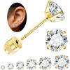 imageFansilver 6 Pairs Hypoallergenic Stud Earrings for Women Men Threadless Flat Back Stud Earrings Set for Multiple Piercing Surgical Stainless Steel Cubic Zirconia Earrings Studs CZ 28 mmAgold234568mm