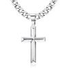 imageFansilver 925 Sterling Silver Cross Pendant Necklace DiamondCut Cuban Link Chain Necklace Highly Polished Beveled Edge Cross Chain Necklace Silver Cross Necklace for Men Women 1830 Inches18 inches46 cm