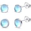 imageFansilver Hypoallergenic Moonstone Earrings Stud for Women Rainbow Moonstone Earrings Sterling Silver Small Round Earrings Stud Pack for Sensitive Ear 2 Pairs Moonstone Earrings