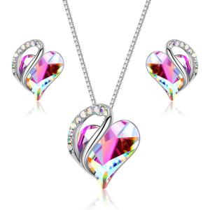 imageFansilver Birthstone Jewelry Set for Women Love Heart Pendant Necklace Silver Stud Earrings Crystal Necklace Earrings Set Mothers Day Anniversary Birthday Gifts for Wife Mom Girlfriend06 Jun  Alexandrite