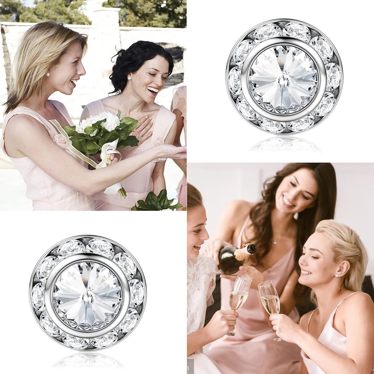 imageFansilver 8 Pairs Rhinestone Earrings for Women Dance Competition Earrings Crystal Stud Earrings Stainless Steel Stud Earrings for Stage Opera Performance Wedding Party