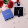 imageFansilver 3MM 925 Sterling Silver Cross Necklace for Men Women Pendant Necklace Classic Curb Chain Jewelry Best Gift with Box 24 inch