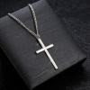 imageFansilver 3MM 925 Sterling Silver Cross Necklace for Men Women Pendant Necklace Classic Curb Chain Jewelry Best Gift with Box 24 inch