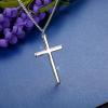 imageFansilver 3MM 925 Sterling Silver Cross Necklace for Men Women Pendant Necklace Classic Curb Chain Jewelry Best Gift with Box 24 inch