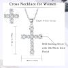 imageFansilver Cross Necklace for Women Girls Cubic Zirconia Cross Chain Necklace Dainty Religious Pendant Necklaces Simulated Diamond Cross Necklace 925 Sterling Silver Cross Necklace Mothers Day Gift