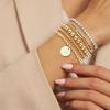 imageFansilver Gold Bracelets for Women Stackable Gold Beaded Bracelets Paperclip Tennis Bracelet 14K Real Gold Plated Stretch Bead Ball Bracelet with Letter PendantP