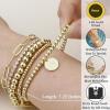 imageFansilver Gold Bracelets for Women Stackable Gold Beaded Bracelets Paperclip Tennis Bracelet 14K Real Gold Plated Stretch Bead Ball Bracelet with Letter PendantA1
