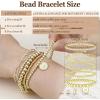 imageFansilver Gold Bracelets for Women Stackable Gold Beaded Bracelets Paperclip Tennis Bracelet 14K Real Gold Plated Stretch Bead Ball Bracelet with Letter PendantM