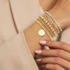 imageFansilver Gold Bracelets for Women Stackable Gold Beaded Bracelets Paperclip Tennis Bracelet 14K Real Gold Plated Stretch Bead Ball Bracelet with Letter PendantS