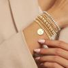 imageFansilver Gold Bracelets for Women Stackable Gold Beaded Bracelets Paperclip Tennis Bracelet 14K Real Gold Plated Stretch Bead Ball Bracelet with Letter PendantM