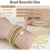 imageFansilver Gold Bracelets for Women Stackable Gold Beaded Bracelets Paperclip Tennis Bracelet 14K Real Gold Plated Stretch Bead Ball Bracelet with Letter PendantD