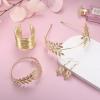 imageFansilver Greek Goddess Costume Accessories for Women Gold Headpiece Upper Arm Cuff Bracelet Dangle Earring Goddess Gold Jewelry Set for Bridal Wedding Toga Party