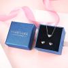 imageFansilver Sterling Silver Necklace Tiny Earrings Set for Women Teens Moon Star Stud Earrings Dot Heart Necklace Choker Dainty Earrings with Gift Box