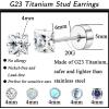imageFansilver Titanium Earrings for Women Men Surgical Steel Stud Earrings Opal Turquoise Cubic Zirconia Screw Back Earrings 20G Cartilage Piercing Nap Earrings Hypoallergenic Flatback Stud Earrings for Sensitive EarsBTitanium Stud Earrings