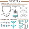 imageFansilver Western Jewelry for Women Bohemian Turquoise Jewelry Set Navajo Pearl Necklace Beaded Choker Necklace Turquoise Earrings Bracelet Western Knuckle Rings Turquoise Jewelry for WomenATurquoise Jewelry Set