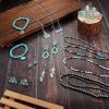 imageFansilver Western Jewelry for Women Bohemian Turquoise Jewelry Set Navajo Pearl Necklace Beaded Choker Necklace Turquoise Earrings Bracelet Western Knuckle Rings Turquoise Jewelry for WomenATurquoise Jewelry Set