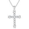 imageFansilver Cross Necklace for Women Girls Cubic Zirconia Cross Chain Necklace Dainty Religious Pendant Necklaces Simulated Diamond Cross Necklace 925 Sterling Silver Cross Necklace Mothers Day Gift
