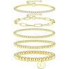 imageFansilver Gold Bracelets for Women Stackable Gold Beaded Bracelets Paperclip Tennis Bracelet 14K Real Gold Plated Stretch Bead Ball Bracelet with Letter PendantL