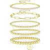 imageFansilver Gold Bracelets for Women Stackable Gold Beaded Bracelets Paperclip Tennis Bracelet 14K Real Gold Plated Stretch Bead Ball Bracelet with Letter PendantS