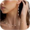 imageFansilver Gold Jewelry Set for Women 14K Gold Pearl Necklace for Women Pearl Necklace and Earring Set Wedding Jewelry SetsSilver