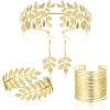 imageFansilver Greek Goddess Costume Accessories for Women Gold Headpiece Upper Arm Cuff Bracelet Dangle Earring Goddess Gold Jewelry Set for Bridal Wedding Toga Party